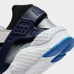 Little Kids' Nike Huarache Run Casual Shoes Summit White/Pure Platinum/Black/Deep Royal Blue - 704949 119 -Fashion Clothing Shop 704949 119 P3