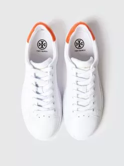 Tory Burch Howell Court Sneaker -Fashion Clothing Shop 73057 153xTitaniumWhiteVarsityOrangexAlt3
