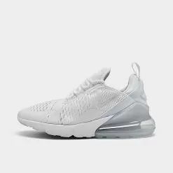 Big Kids' Nike Air Max 270 Casual Shoes White/White/Metallic Silver - 943345 103
