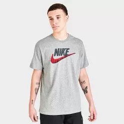 Nike Sportswear Brand Mark T-Shirt Dark Grey Heather/Black/Habanero Red - AR4993 063