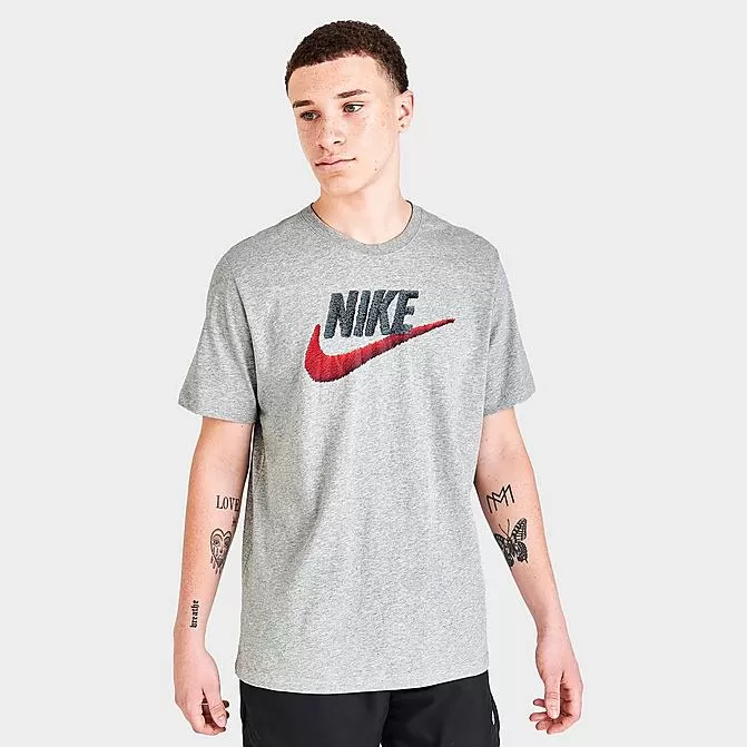 Nike Sportswear Brand Mark T-Shirt Dark Grey Heather/Black/Habanero Red - AR4993 063 1 Nike Sportswear Brand Mark T-Shirt Dark Grey Heather/Black/Habanero Red - AR4993 063