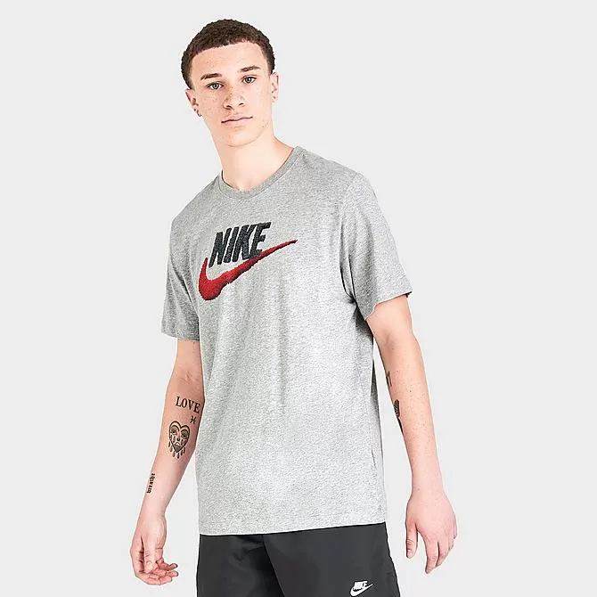 Nike Sportswear Brand Mark T-Shirt Dark Grey Heather/Black/Habanero Red - AR4993 063 3 Nike Sportswear Brand Mark T-Shirt Dark Grey Heather/Black/Habanero Red - AR4993 063 - Image 3
