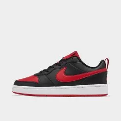 Big Kids' Nike Court Borough Low 2 Casual Shoes Black/University Red/White - BQ5448 007