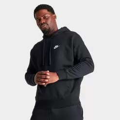 Nike Sportswear Club Fleece Embroidered Hoodie Black/Black/White - BV2654 010