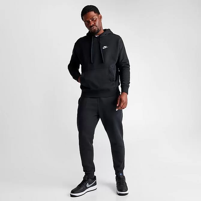 Nike Sportswear Club Fleece Embroidered Hoodie Black/Black/White - BV2654 010 2 Nike Sportswear Club Fleece Embroidered Hoodie Black/Black/White - BV2654 010 - Image 2