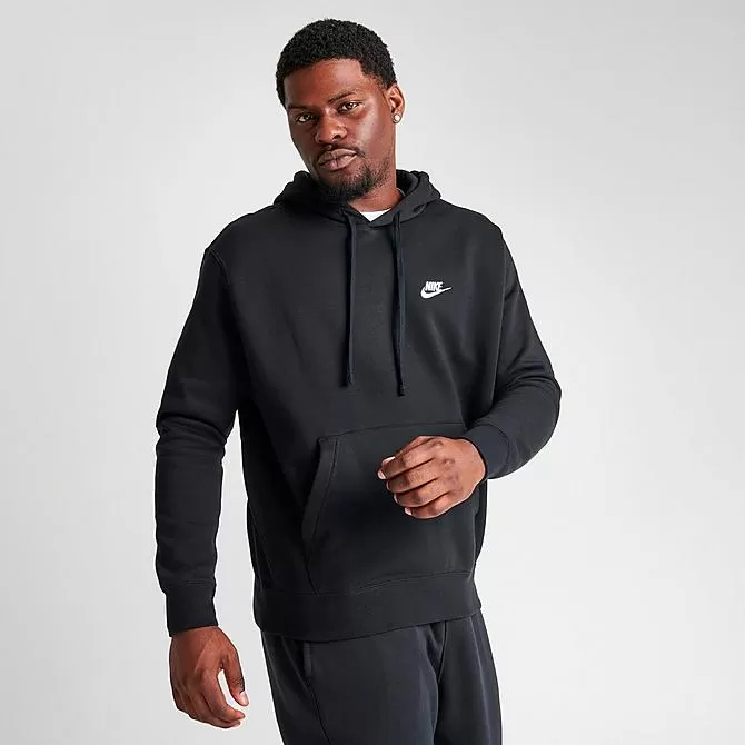 Nike Sportswear Club Fleece Embroidered Hoodie Black/Black/White - BV2654 010 3 Nike Sportswear Club Fleece Embroidered Hoodie Black/Black/White - BV2654 010 - Image 3