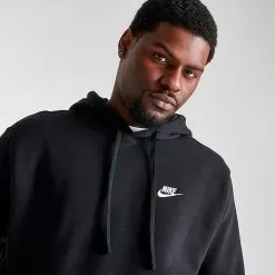 Nike Sportswear Club Fleece Embroidered Hoodie Black/Black/White - BV2654 010 10 Nike Sportswear Club Fleece Embroidered Hoodie Black/Black/White - BV2654 010 -Fashion Clothing Shop BV2654 010 M5