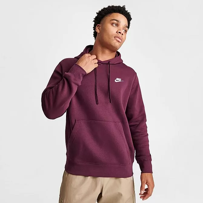 Nike Sportswear Club Fleece Embroidered Hoodie Night Maroon/Night Maroon/White - BV2654 681 3 Nike Sportswear Club Fleece Embroidered Hoodie Night Maroon/Night Maroon/White - BV2654 681 - Image 3