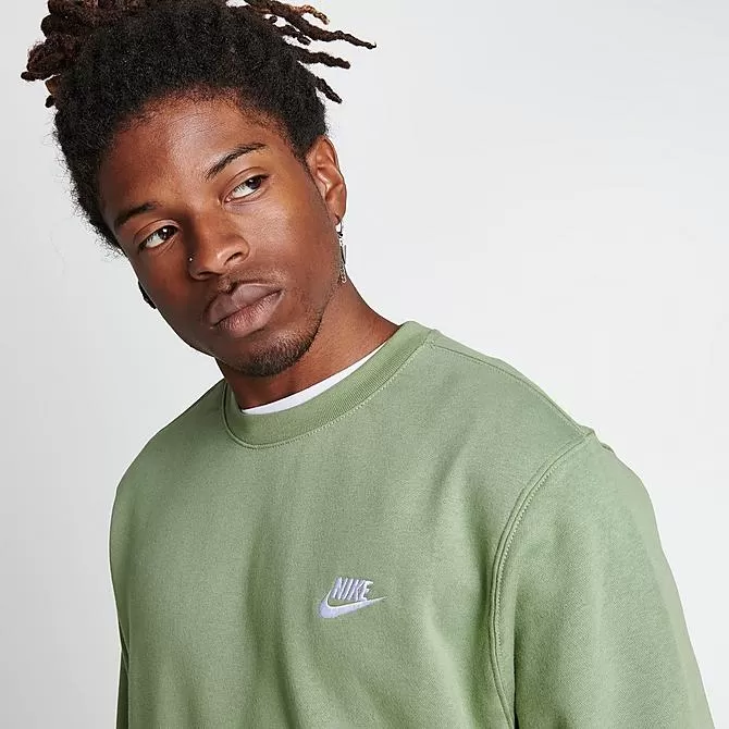 Nike Sportswear Club Fleece Crewneck Sweatshirt Oil Green/White - BV2662 386 5 Nike Sportswear Club Fleece Crewneck Sweatshirt Oil Green/White - BV2662 386 - Image 5