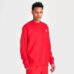Nike Sportswear Club Fleece Crewneck Sweatshirt University Red - BV2662 657 -Fashion Clothing Shop BV2662 657 M3