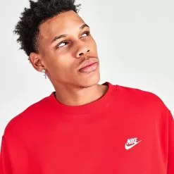 Nike Sportswear Club Fleece Crewneck Sweatshirt University Red - BV2662 657 -Fashion Clothing Shop BV2662 657 M5