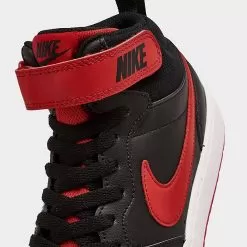 Big Kids' Nike Court Borough Mid 2 Casual Shoes Black/White/University Red - CD7782B 003 -Fashion Clothing Shop CD7782B 003 P3