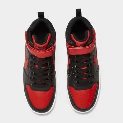 Big Kids' Nike Court Borough Mid 2 Casual Shoes Black/White/University Red - CD7782B 003 -Fashion Clothing Shop CD7782B 003 P5