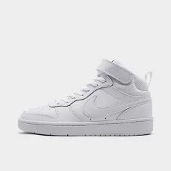 Big Kids' Nike Court Borough Mid 2 Casual Shoes White/White/White - CD7782B 100