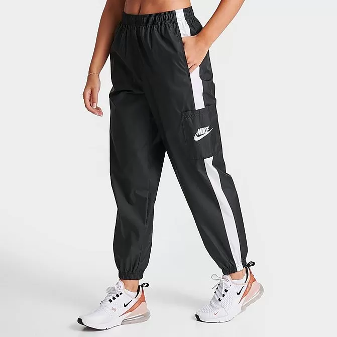 Women's Nike Sportswear Essential Woven Jogger Pants Black/White/White - CJ7346 010 1 Women's Nike Sportswear Essential Woven Jogger Pants Black/White/White - CJ7346 010