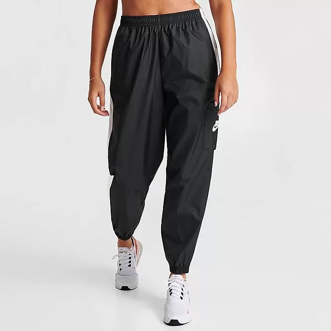 Women's Nike Sportswear Essential Woven Jogger Pants Black/White/White - CJ7346 010 3 Women's Nike Sportswear Essential Woven Jogger Pants Black/White/White - CJ7346 010 - Image 3