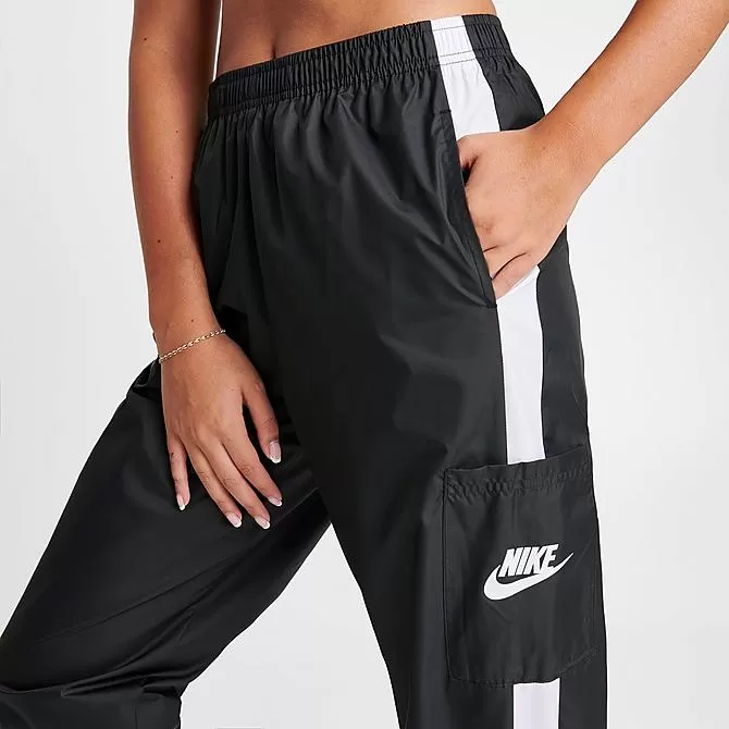 Women's Nike Sportswear Essential Woven Jogger Pants Black/White/White - CJ7346 010 5 Women's Nike Sportswear Essential Woven Jogger Pants Black/White/White - CJ7346 010 - Image 5