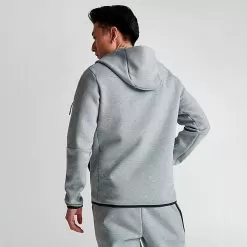 Men's Nike Sportswear Tech Fleece Taped Full-Zip Hoodie Dark Grey Heather/Black - CU4489 063 -Fashion Clothing Shop CU4489 063 M4