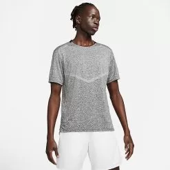 Men's Nike Dri-FIT Rise 365 Running T-Shirt Black/Black/Heather/Reflective Silver - CZ9184 011