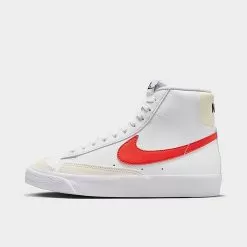 Big Kids' Nike Blazer Mid '77 Casual Shoes White/Picante Red/Coconut Milk/White - DA4086 110
