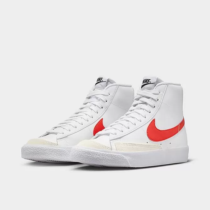 Big Kids' Nike Blazer Mid '77 Casual Shoes White/Picante Red/Coconut Milk/White - DA4086 110 2 Big Kids' Nike Blazer Mid '77 Casual Shoes White/Picante Red/Coconut Milk/White - DA4086 110 - Image 2