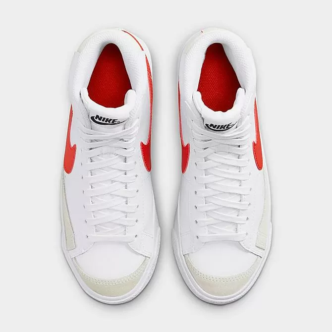 Big Kids' Nike Blazer Mid '77 Casual Shoes White/Picante Red/Coconut Milk/White - DA4086 110 5 Big Kids' Nike Blazer Mid '77 Casual Shoes White/Picante Red/Coconut Milk/White - DA4086 110 - Image 5