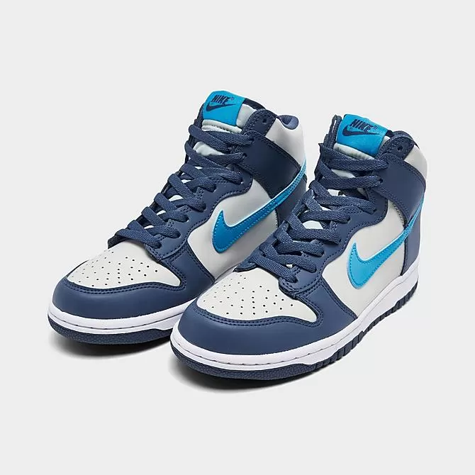 Big Kids' Nike Dunk High Casual Shoes Light Bone/Blue Lightning/Diffused Blue - DB2179 006 2 Big Kids' Nike Dunk High Casual Shoes Light Bone/Blue Lightning/Diffused Blue - DB2179 006 - Image 2