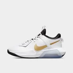 Big Kids’ Nike Air Zoom Crossover Basketball Shoes White/Metallic Gold/Black - DC5216 100