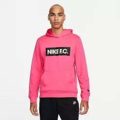 Men's Nike F.C. Dri-FIT Libero Pullover Soccer Hoodie Hyper Pink/White/Black - DC9075 639