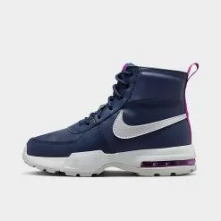 Big Kids’ Nike Air Max Goaterra 2.0 All-Weather Casual Boots Midnight Navy/Pure Platinum/Vivid Purple/Metallic Silver - DC9515 400