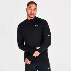 Men's Nike Dri-FIT Element Half-Zip Running Shirt Black/Reflective Silver - DD4756 010