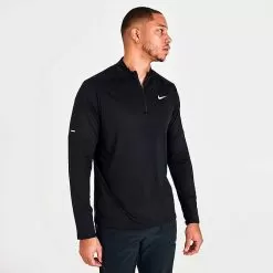 Men's Nike Dri-FIT Element Half-Zip Running Shirt Black/Reflective Silver - DD4756 010 -Fashion Clothing Shop DD4756 010 M3