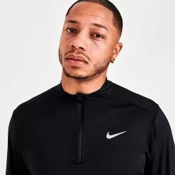 Men's Nike Dri-FIT Element Half-Zip Running Shirt Black/Reflective Silver - DD4756 010 -Fashion Clothing Shop DD4756 010 M5