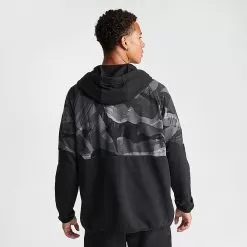 Men's Nike Dri-FIT Fleece Camo Print Full-Zip Hoodie Black/Black/Coconut Milk - DQ4790 010 -Fashion Clothing Shop DQ4790 010 M4