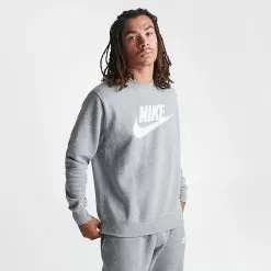Nike Sportswear Club Fleece Futura Logo Crewneck Sweatshirt Dark Grey Heather - DQ4912 063 -Fashion Clothing Shop DQ4912 063 M3
