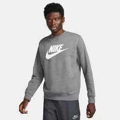 Nike Sportswear Club Fleece Futura Logo Crewneck Sweatshirt Charcoal Heather - DQ4912 071