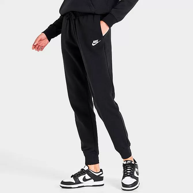 Women's Nike Sportswear Club Fleece Mid-Rise Jogger Pants Black/White - DQ5191 010 1 Women's Nike Sportswear Club Fleece Mid-Rise Jogger Pants Black/White - DQ5191 010