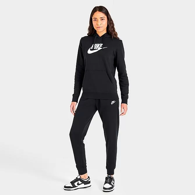Women's Nike Sportswear Club Fleece Mid-Rise Jogger Pants Black/White - DQ5191 010 2 Women's Nike Sportswear Club Fleece Mid-Rise Jogger Pants Black/White - DQ5191 010 - Image 2