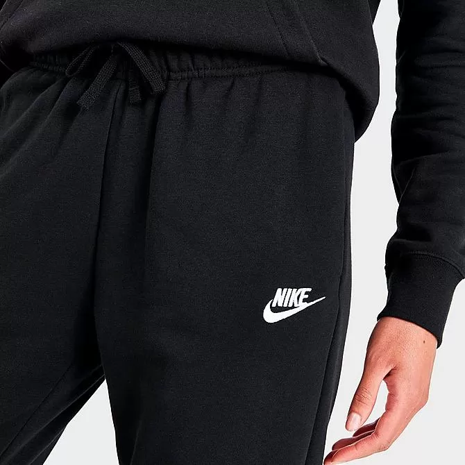 Women's Nike Sportswear Club Fleece Mid-Rise Jogger Pants Black/White - DQ5191 010 5 Women's Nike Sportswear Club Fleece Mid-Rise Jogger Pants Black/White - DQ5191 010 - Image 5