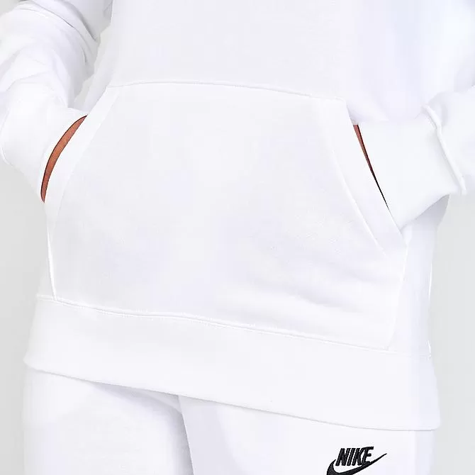 Women's Nike Sportswear Club Fleece Funnel-Neck Hoodie White/Black - DQ5415 100 6 Women's Nike Sportswear Club Fleece Funnel-Neck Hoodie White/Black - DQ5415 100 - Image 6