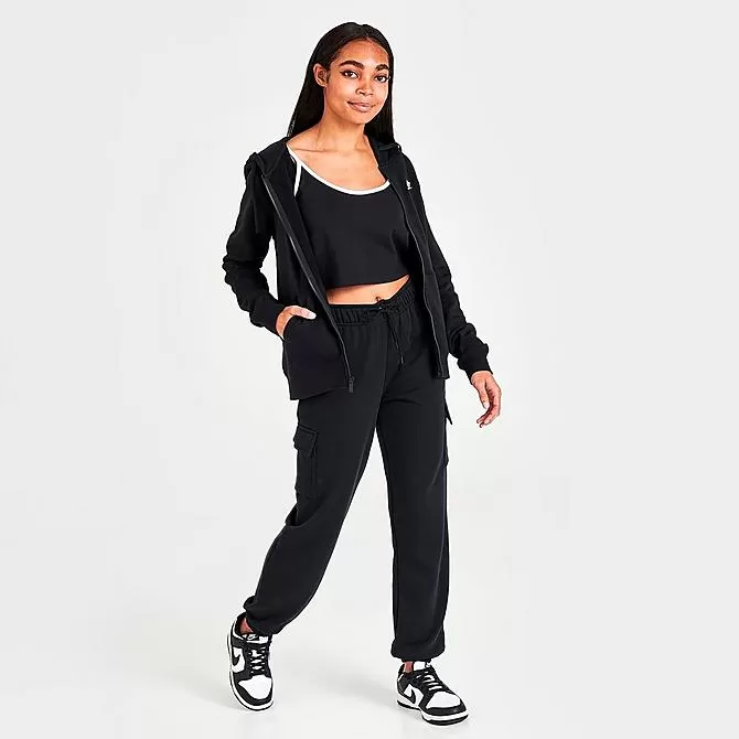 Women's Nike Sportswear Club Fleece Full-Zip Hoodie Black/White - DQ5471 010 2 Women's Nike Sportswear Club Fleece Full-Zip Hoodie Black/White - DQ5471 010 - Image 2