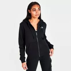 Women's Nike Sportswear Club Fleece Full-Zip Hoodie Black/White - DQ5471 010 8 Women's Nike Sportswear Club Fleece Full-Zip Hoodie Black/White - DQ5471 010 -Fashion Clothing Shop DQ5471 010 M3