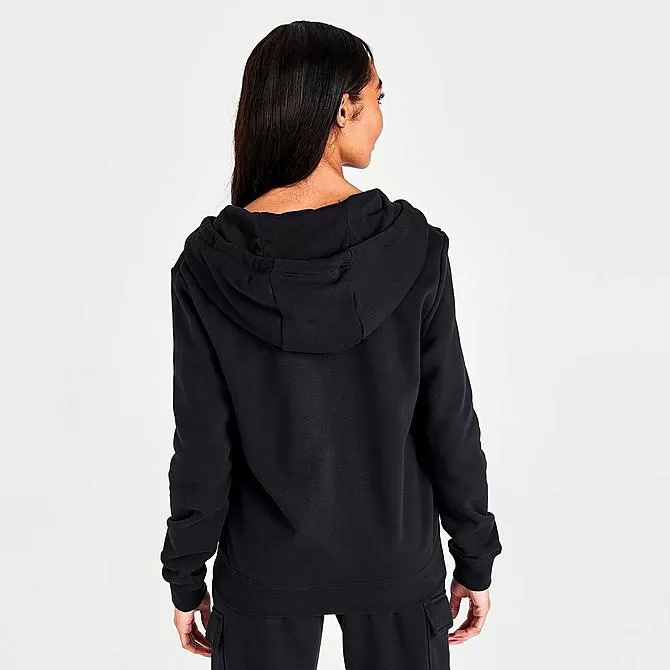 Women's Nike Sportswear Club Fleece Full-Zip Hoodie Black/White - DQ5471 010 4 Women's Nike Sportswear Club Fleece Full-Zip Hoodie Black/White - DQ5471 010 - Image 4