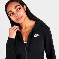 Women's Nike Sportswear Club Fleece Full-Zip Hoodie Black/White - DQ5471 010 10 Women's Nike Sportswear Club Fleece Full-Zip Hoodie Black/White - DQ5471 010 -Fashion Clothing Shop DQ5471 010 M5