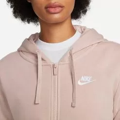 Women's Nike Sportswear Club Fleece Full-Zip Hoodie Pink Oxford/White - DQ5471 601 8 Women's Nike Sportswear Club Fleece Full-Zip Hoodie Pink Oxford/White - DQ5471 601 -Fashion Clothing Shop DQ5471 601 M4