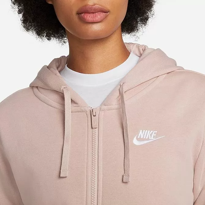 Women's Nike Sportswear Club Fleece Full-Zip Hoodie Pink Oxford/White - DQ5471 601 4 Women's Nike Sportswear Club Fleece Full-Zip Hoodie Pink Oxford/White - DQ5471 601 - Image 4