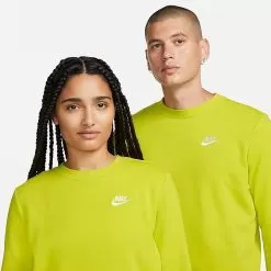 Women's Nike Sportswear Club Fleece Crewneck Sweatshirt Bright Cactus/White - DQ5473 308 -Fashion Clothing Shop DQ5473 308 M4