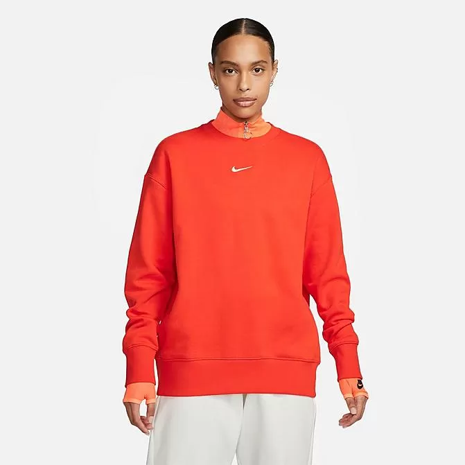 Women's Nike Sportswear Phoenix Fleece Oversized Crewneck Sweatshirt Picante Red/Sail - DQ5733 633 1 Women's Nike Sportswear Phoenix Fleece Oversized Crewneck Sweatshirt Picante Red/Sail - DQ5733 633