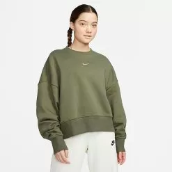 Women's Nike Sportswear Phoenix Fleece Oversized Crewneck Sweatshirt Medium Olive/Sail - DQ5761 222