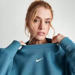 Women's Nike Sportswear Phoenix Fleece Oversized Crewneck Sweatshirt Noise Aqua/Sail - DQ5761 440 -Fashion Clothing Shop DQ5761 440 M6
